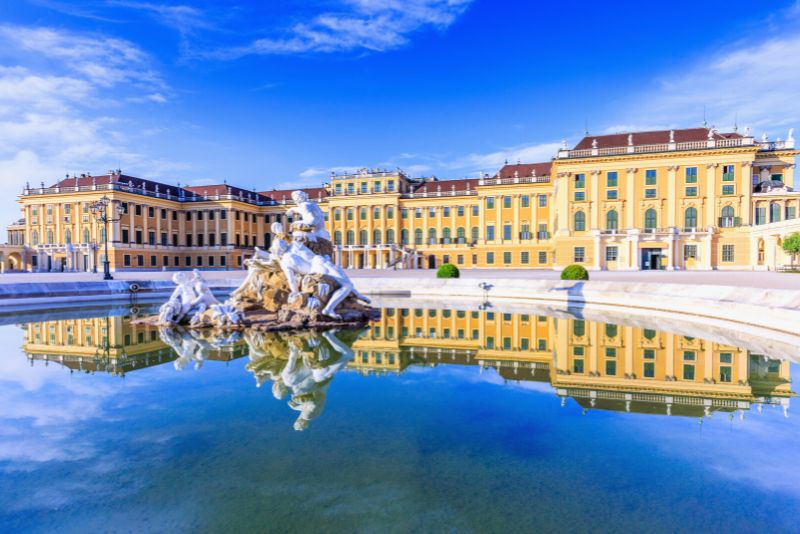 Schönbrunn Palace seen from the Neptune Fountain